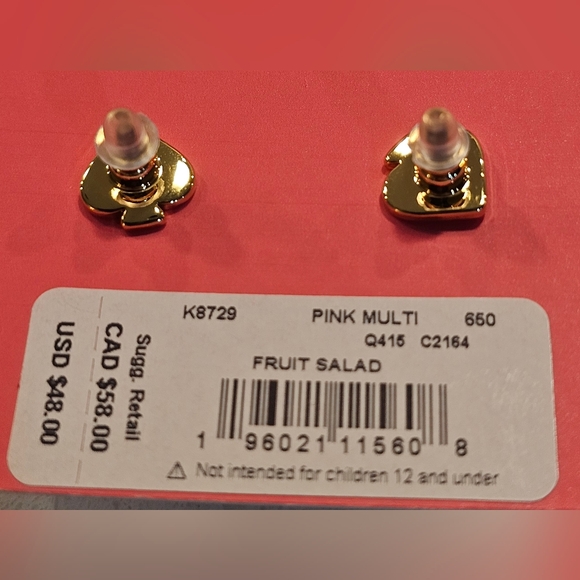 Kate Spade Fruit Salad Grapefruit Studs, New! - Picture 3 of 3